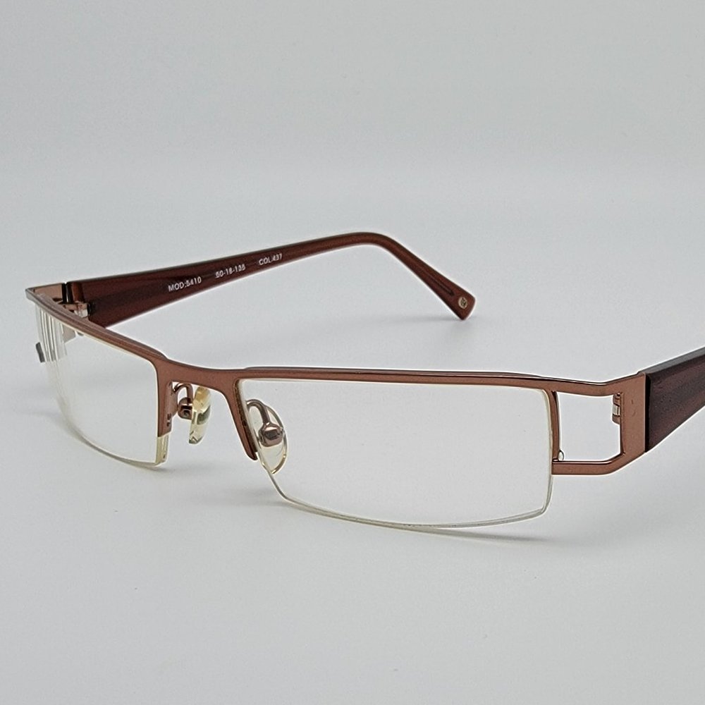 Ten Mod 5410 Col 437 Bronze Crystal Brown Semi Rimless Eyeglasses Frame Italy